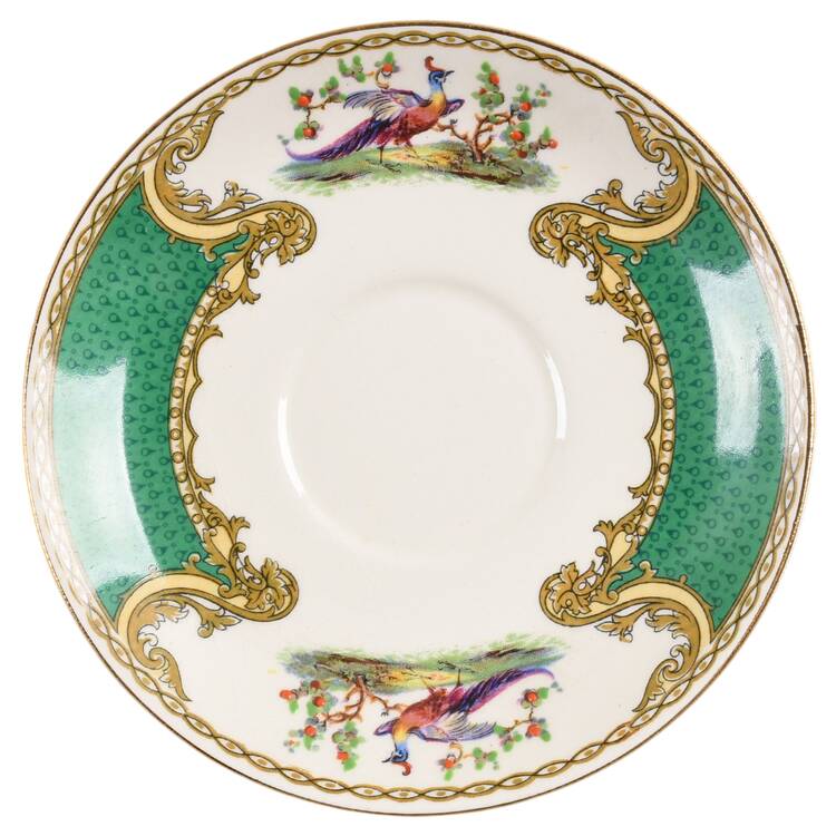 Chelsea Bird Green (Enamel) Saucer for Bouillon Cup
