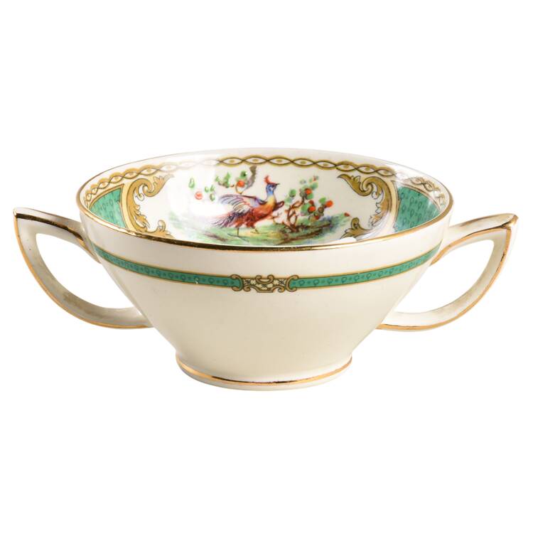 Chelsea Bird Green (Enamel) Bouillon Cup