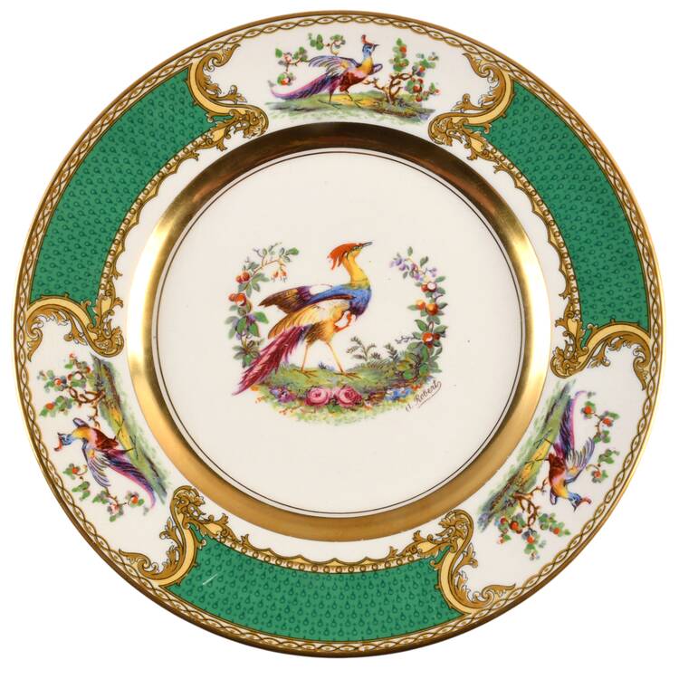 Chelsea Bird Green (Enamel) Luncheon Plate by Myott Staffordshire