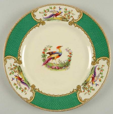 Chelsea Bird Green (Enamel) Large Dinner Plate