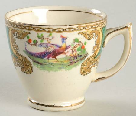 Chelsea Bird Green (Enamel) Footed Demitasse Cup