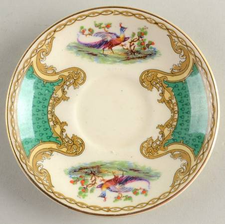 Chelsea Bird Green (Enamel) Saucer for Demitasse Cup