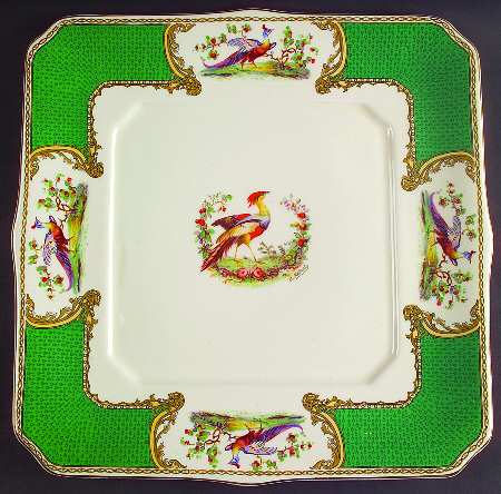 Chelsea Bird Green (Enamel) 12" Square Serving Platter