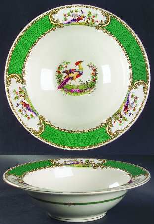 Chelsea Bird Green (Enamel) 10" Round Vegetable Bowl