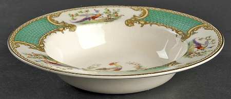 Chelsea Bird Green (Enamel) Rim Soup Bowl