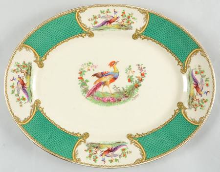 Chelsea Bird Green (Enamel) 14" Oval Serving Platter