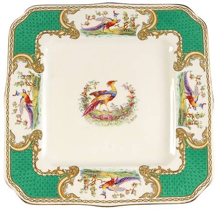 Chelsea Bird Green (Enamel) 8" Square Cookie Plate