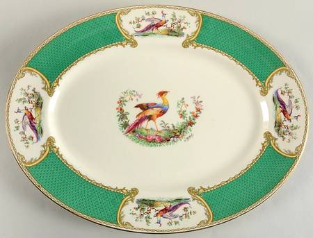 Chelsea Bird Green (No Enamel) 16" Oval Serving Platter