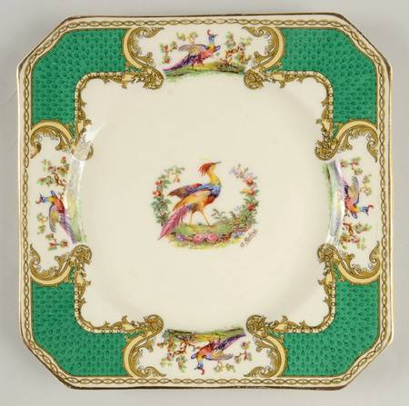 Chelsea Bird Green (Enamel) Square Salad Plate