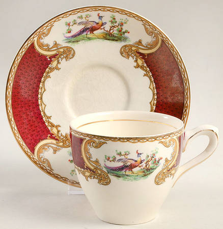 Chelsea Bird Red Flat Cup & Saucer Set