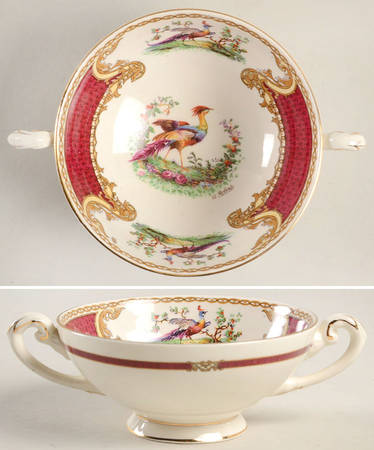 Chelsea Bird Red Footed Cream Soup Bowl