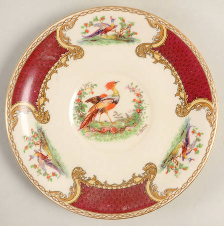 Chelsea Bird Red Saucer for Cream Soup Bowl