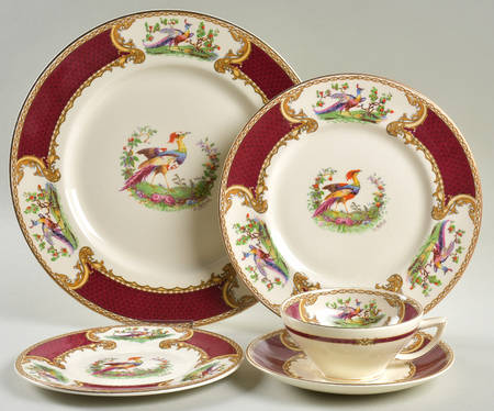 Chelsea Bird Red 5 Piece Place Setting