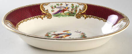 Chelsea Bird Red 8" Oval Vegetable Bowl