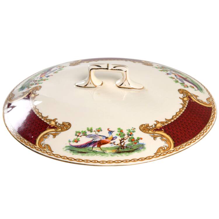 Chelsea Bird Red Lid for Round Vegetable