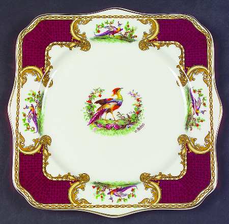 Chelsea Bird Red Square Luncheon Plate