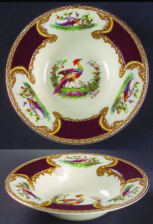 Chelsea Bird Red Rim Fruit/Dessert (Sauce) Bowl