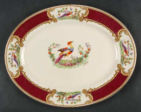 Chelsea Bird Red 12" Oval Serving Platter