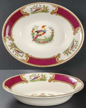 Chelsea Bird Red 10" Oval Vegetable Bowl