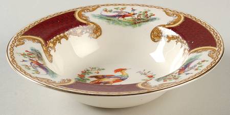 Chelsea Bird Red Rim Fruit/Dessert (Sauce) Bowl