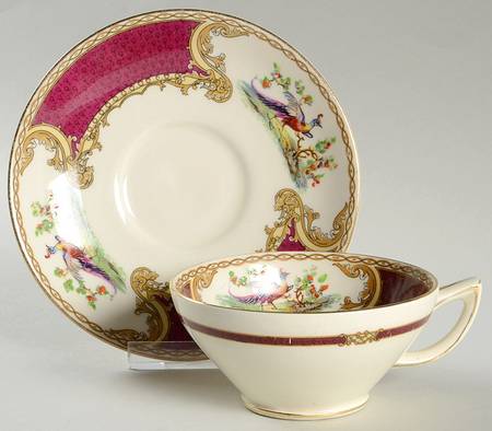 Chelsea Bird Red Footed Cup & Saucer Set
