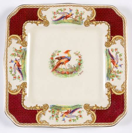 Chelsea Bird Red Square Luncheon Plate