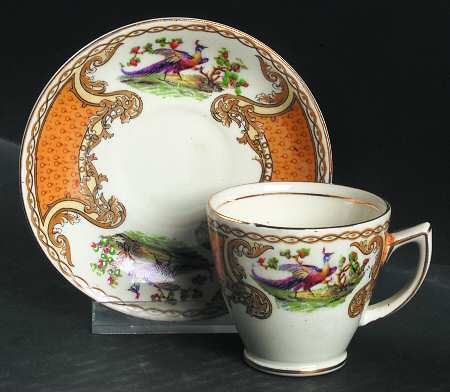 Chelsea Bird Yellow Flat Demitasse Cup & Saucer Set
