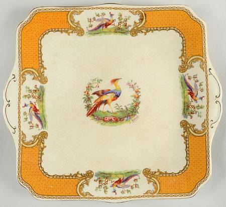 Chelsea Bird Yellow Square Handled Cake Plate