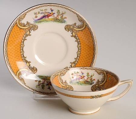 Chelsea Bird Yellow Footed Cup & Saucer Set