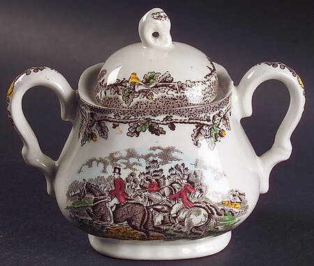 Country Life Brown Multicolor Sugar Bowl & Lid