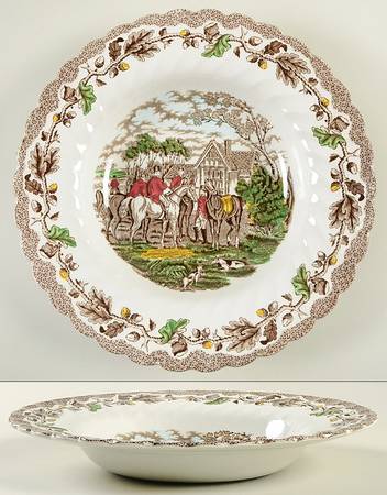 Country Life Brown Multicolor Large Rim Soup Bowl