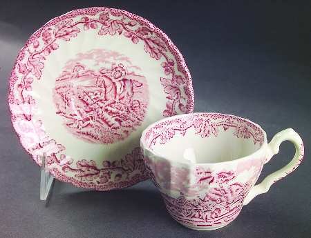 Country Life Pink Flat Cup & Saucer Set
