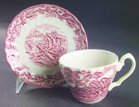 Country Life Pink Flat Cup & Saucer Set