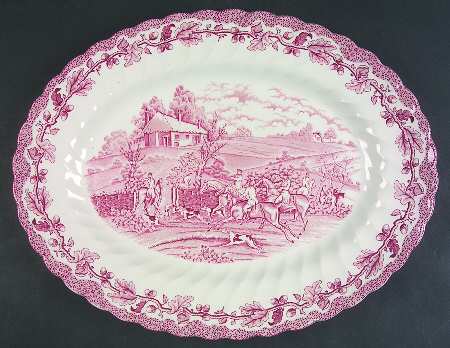 Country Life Pink 14" Oval Serving Platter