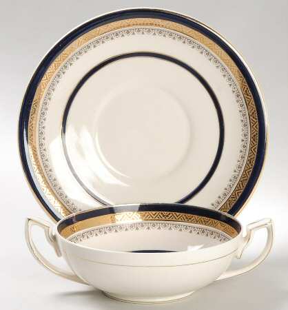 The Crowning Cobalt Flat Cream Soup Bowl & Saucer Set