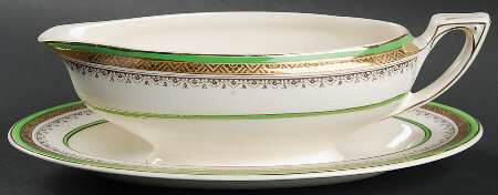 The Crowning Green Gravy Boat & Underplate