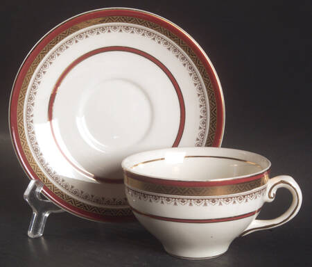 The Crowning Maroon Flat Cup & Saucer Set