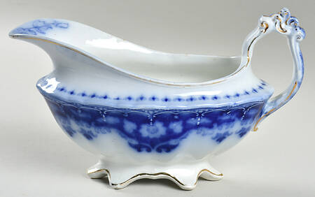 Crumlin (Flow Blue) Gravy Boat
