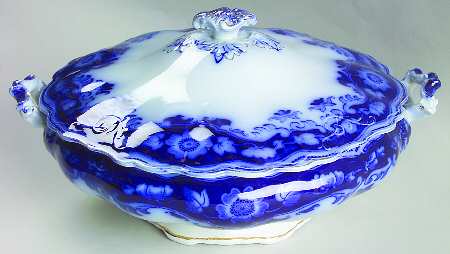 Crumlin (Flow Blue) Round Covered Vegetable
