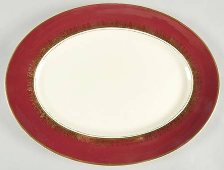 Elizabeth II Crowning Burgundy 16" Oval Serving Platter
