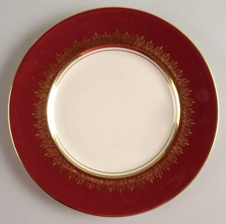 Elizabeth II Crowning Burgundy Salad Plate