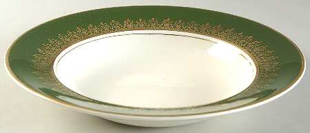 Elizabeth II Crowning Green Rim Soup Bowl