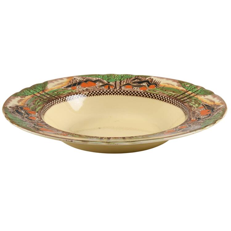 England's Countryside (Scalloped, Gold) Large Rim Soup Bowl