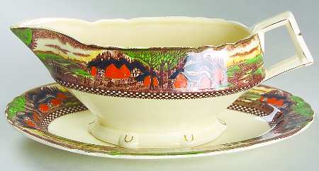 England's Countryside (Scalloped, Gold) Gravy Boat & Underplate/Relish