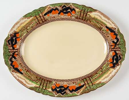 England's Countryside (Scalloped, Gold) 14" Oval Serving Platter