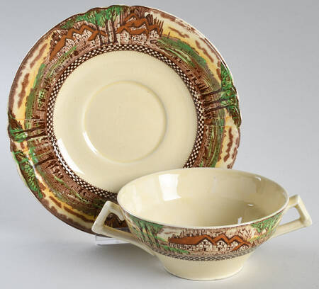 England's Countryside (No Trim) Flat Cream Soup Bowl & Saucer Set