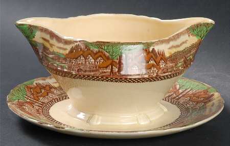 England's Countryside (No Trim) Gravy Boat with Attached Underplate