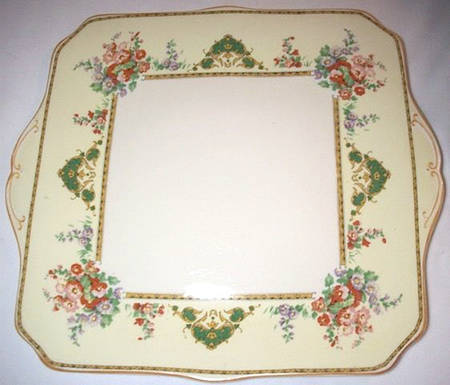 The Hollyhock Square Handled Cake Plate