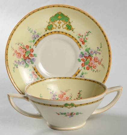 The Hollyhock Footed Bouillon Cup & Saucer