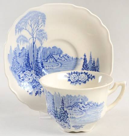 Homeland Blue (Multisided) Flat Cup & Saucer Set